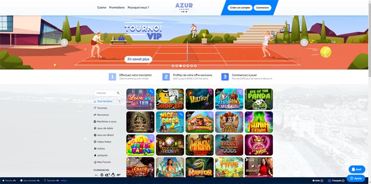 Top des Casinos en ligne fiables : l'Azur Casino